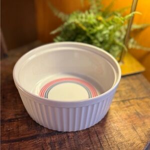 Copco Country Porcelain Striped Bowl White Red Blue Glossy 8in Japan
